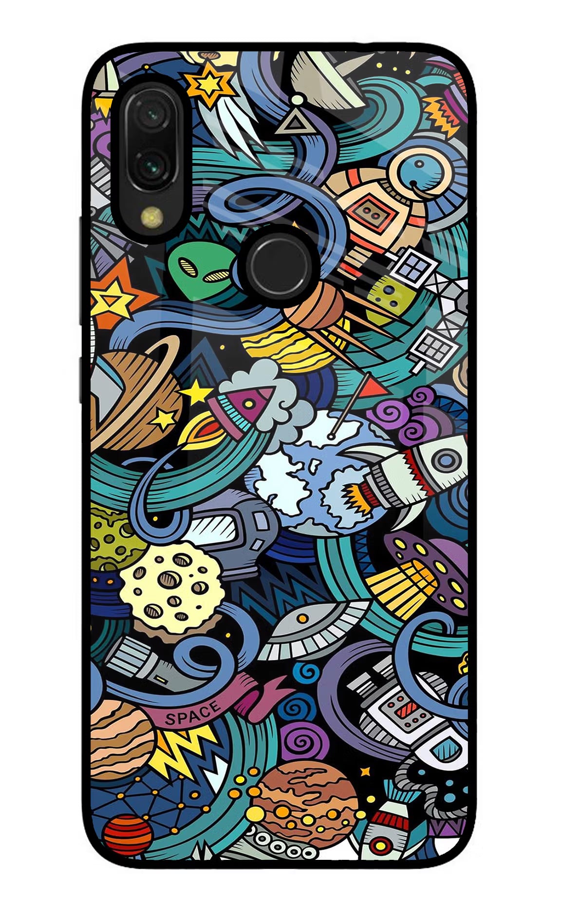 Space Abstract Redmi Y3 Glass Case Back Cover by Casekaro