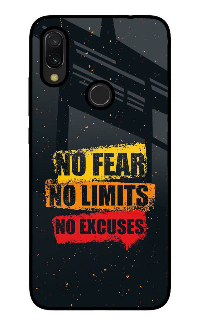 No Fear No Limits No Excuse Redmi Y3 Glass Case Back Cover by Casekaro