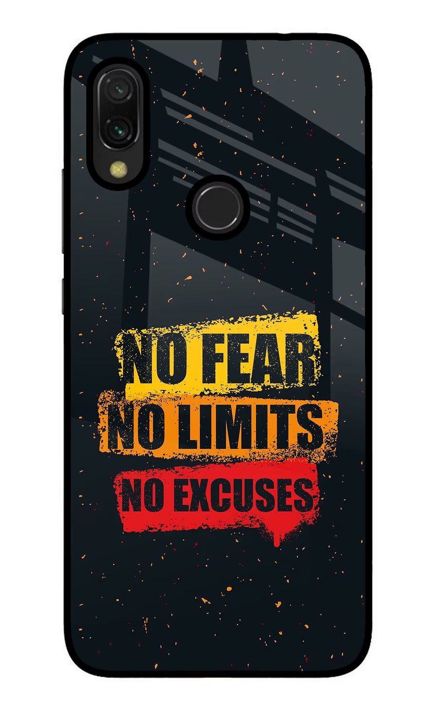 No Fear No Limits No Excuse Redmi Y3 Back Cover, Glass case