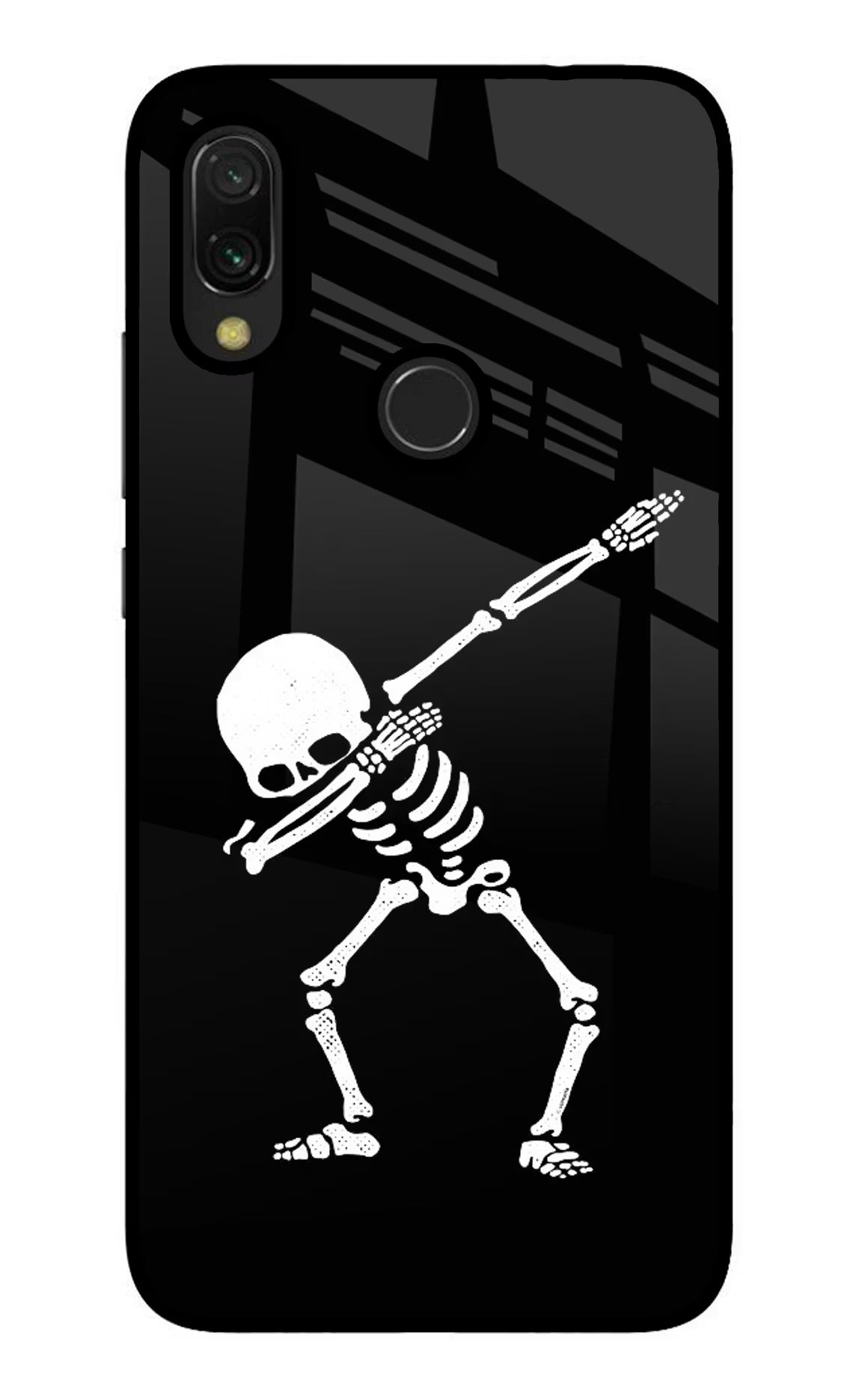 Dabbing Skeleton Art Redmi Y3 Glass Case Back Cover by Casekaro