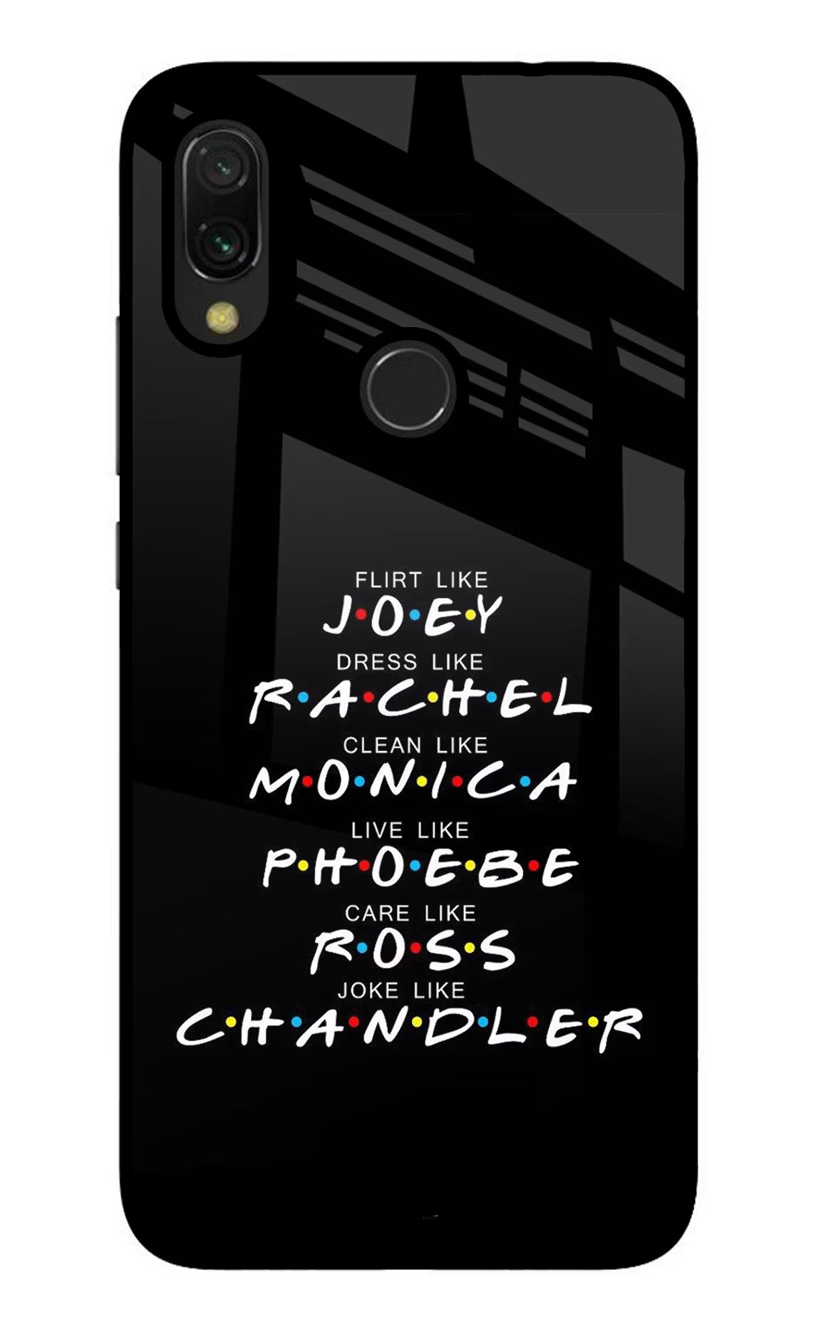 FRIENDS Character Redmi Y3 Glass Case Back Cover by Casekaro