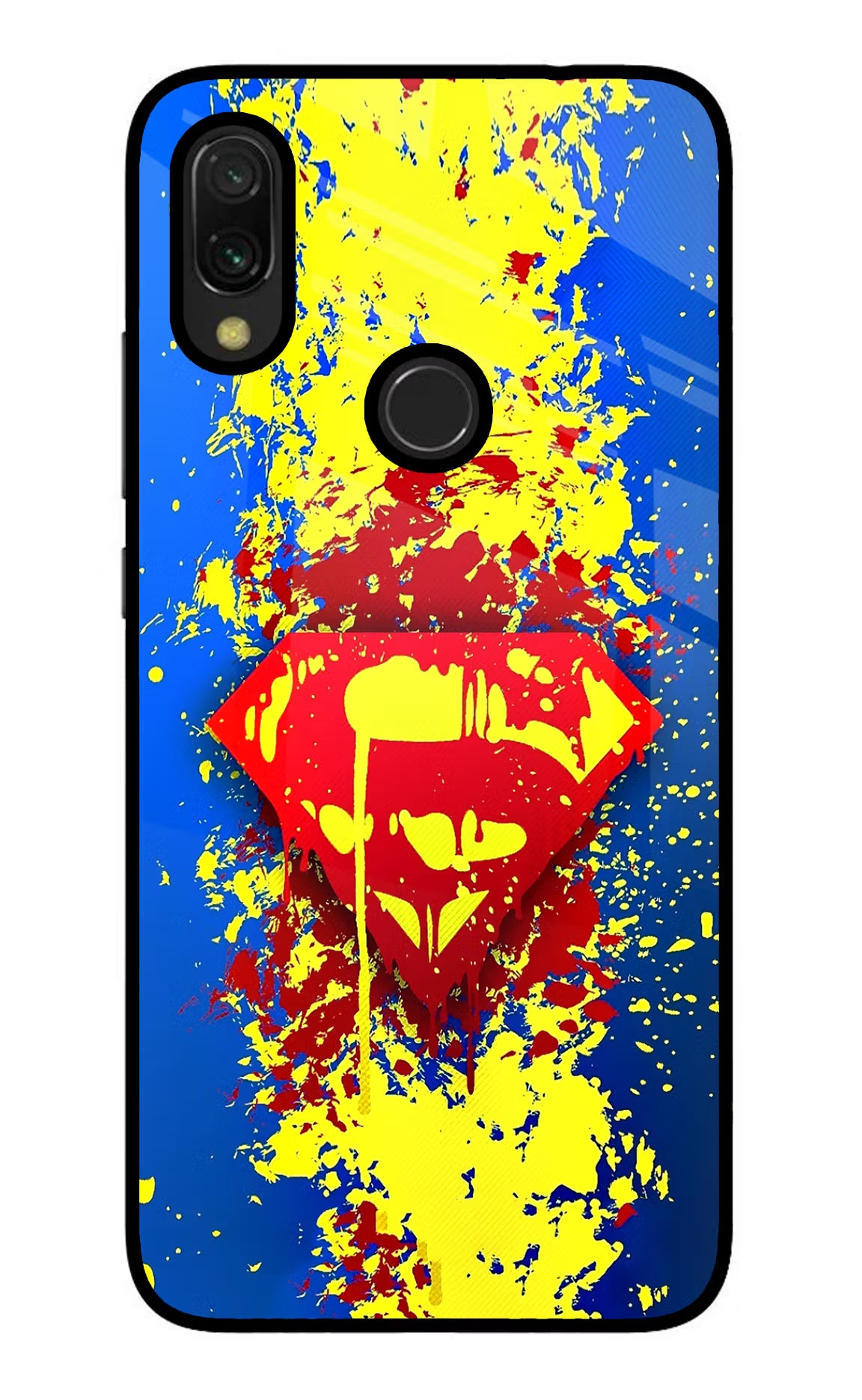Superman logo Redmi Y3 Glass Case Back Cover by Casekaro