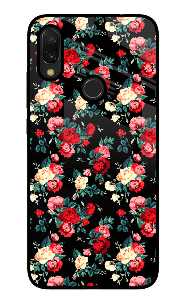 Rose Pattern Redmi Y3 Glass Case Back Cover by Casekaro