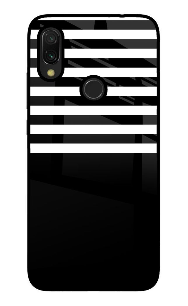 Black and White Print Redmi Y3 Glass Case Back Cover by Casekaro