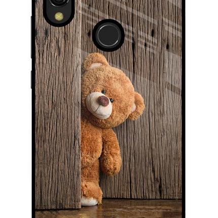 Teddy Wooden Redmi Y3 Glass Case Back Cover by Casekaro