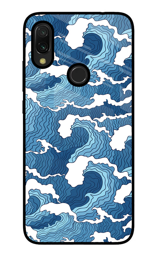 Blue Waves Redmi Y3 Glass Case Back Cover by Casekaro