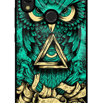 Green Owl Redmi Y3 Glass Case Back Cover by Casekaro
