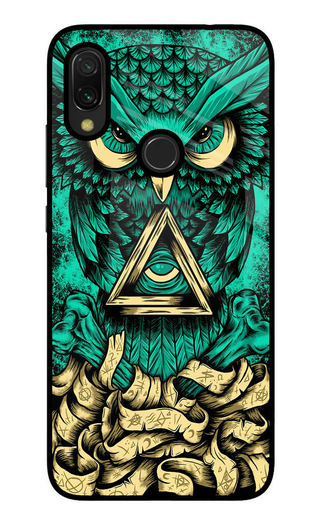 Green Owl Redmi Y3 Glass Case Back Cover by Casekaro