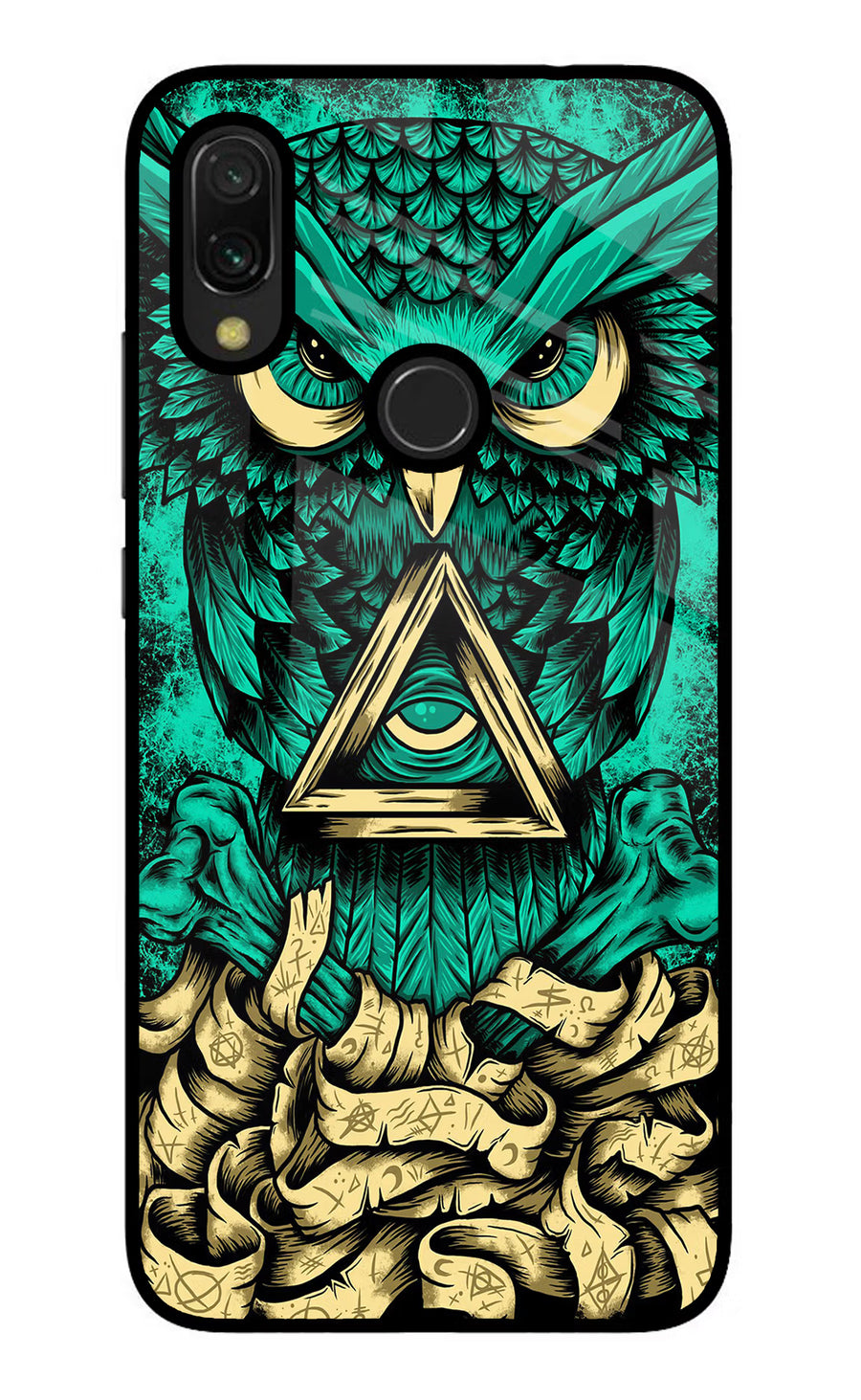 Green Owl Redmi Y3 Back Cover, Glass case