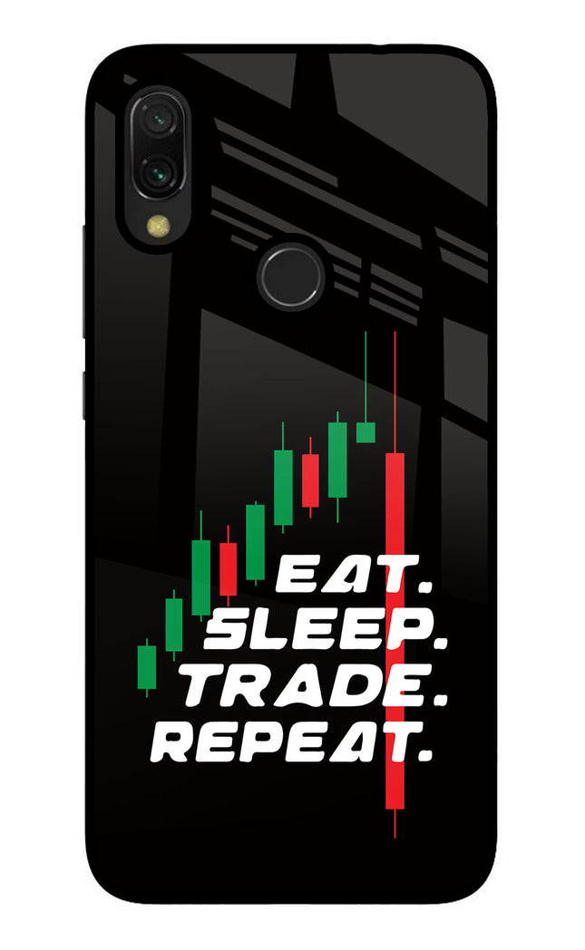 Eat Sleep Trade Repeat Redmi Y3 Glass Case Back Cover by Casekaro