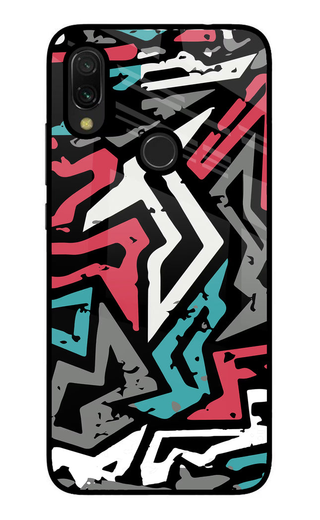 Geometric Graffiti Redmi Y3 Glass Case Back Cover by Casekaro