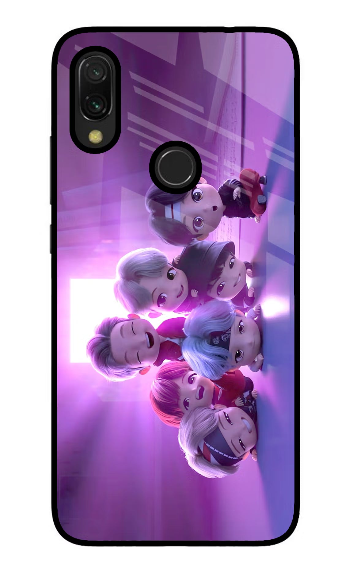 BTS Chibi Redmi Y3 Glass Case Back Cover by Casekaro