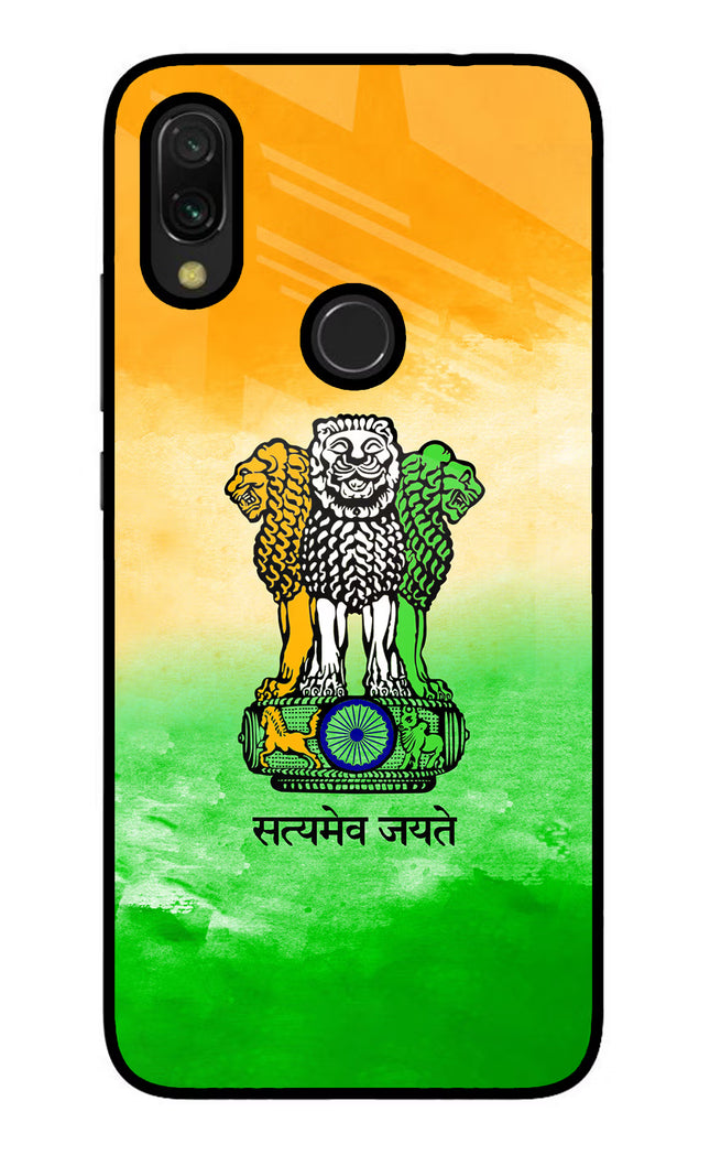 Satyamev Jayate Flag Redmi Y3 Glass Case Back Cover by Casekaro