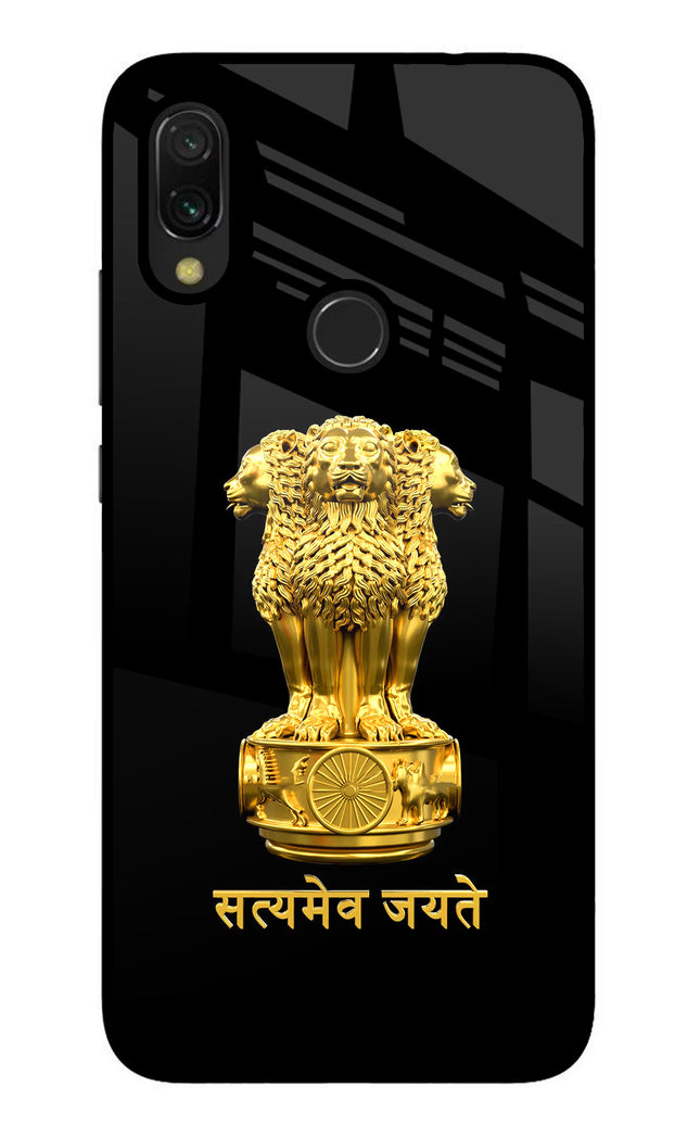 Satyamev Jayate Golden Redmi Y3 Glass Case Back Cover by Casekaro
