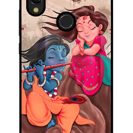 Radhe Krishna Redmi Y3 Glass Case Back Cover by Casekaro