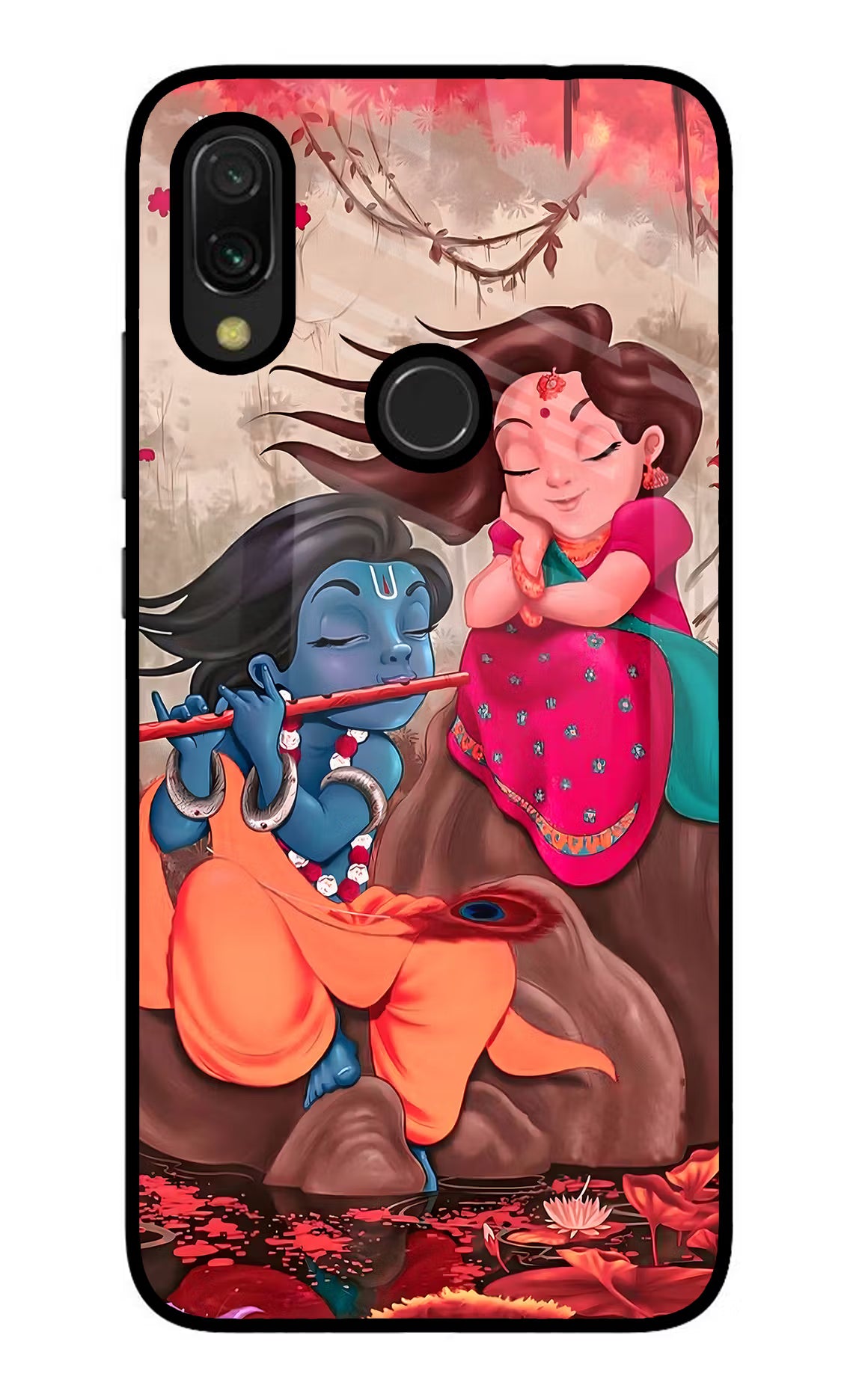 Radhe Krishna Redmi Y3 Glass Case Back Cover by Casekaro