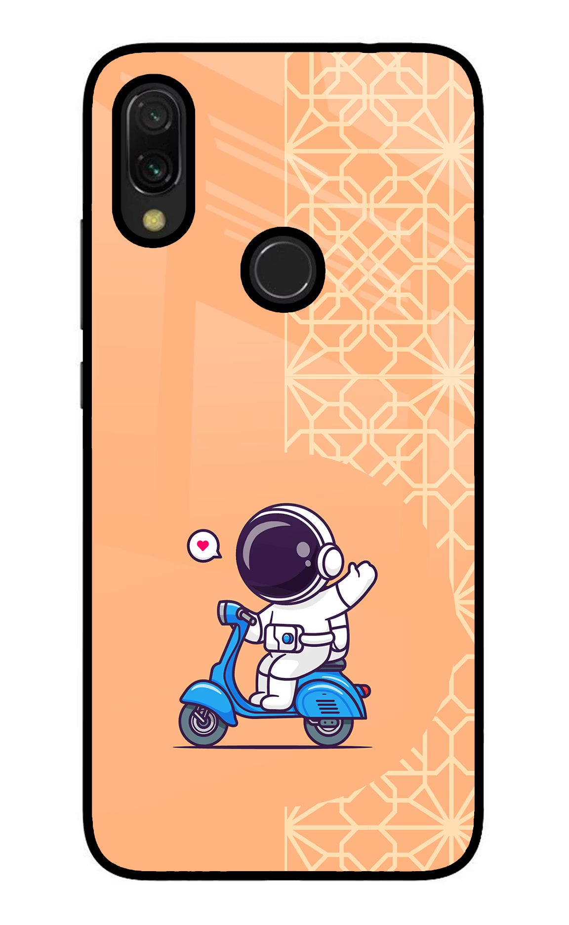 Cute Astronaut Riding Redmi Y3 Glass Case Back Cover by Casekaro