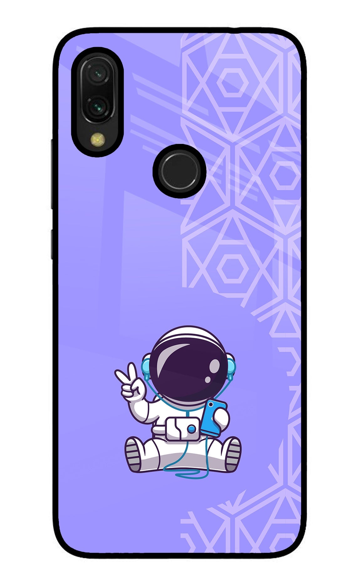 Cute Astronaut Chilling Redmi Y3 Glass Case