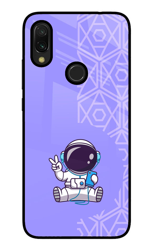 Cute Astronaut Chilling Redmi Y3 Glass Case Back Cover by Casekaro