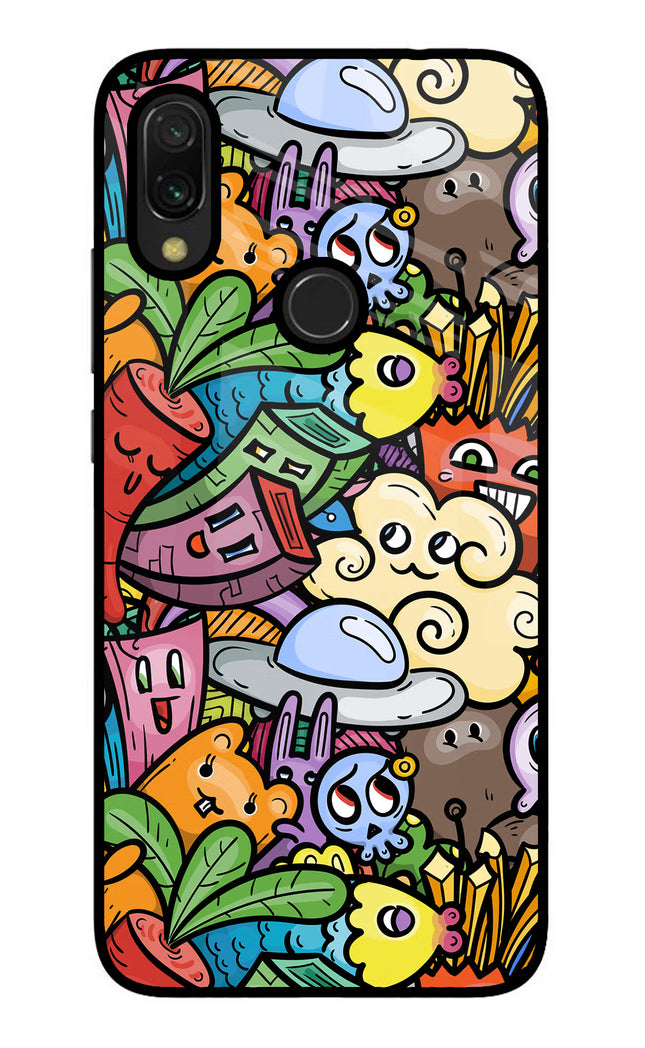 Veggie Doodle Redmi Y3 Glass Case Back Cover by Casekaro