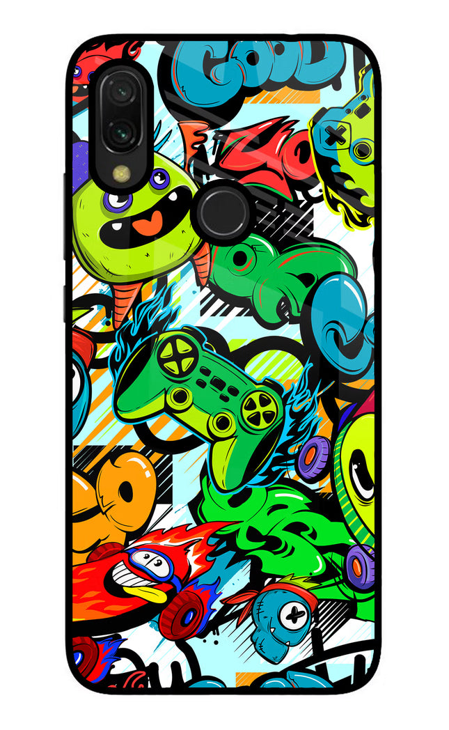 Game Doodle Redmi Y3 Glass Case Back Cover by Casekaro