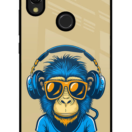 Monkey Headphone Redmi Y3 Glass Case Back Cover by Casekaro
