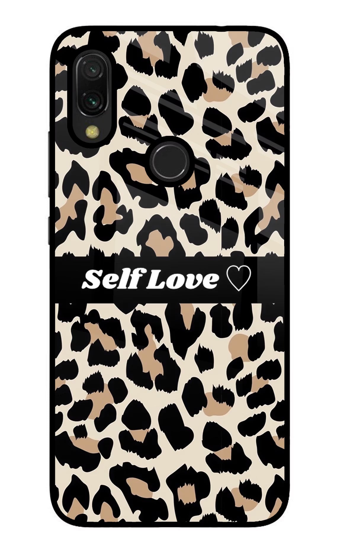 Leopard Print Self Love Redmi Y3 Glass Case Back Cover by Casekaro