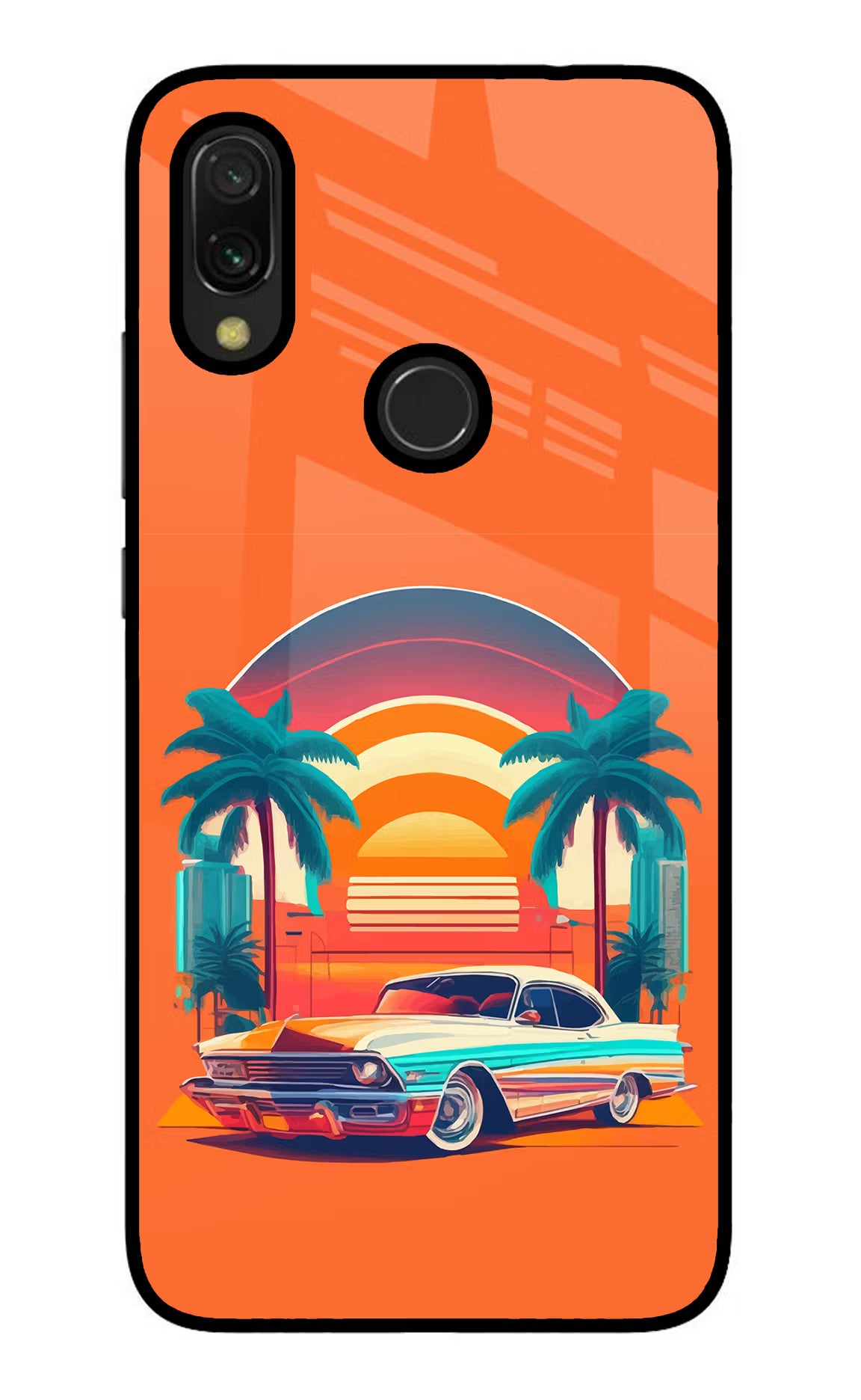 Palm Drive 80s Redmi Y3 Glass Case Back Cover by Casekaro
