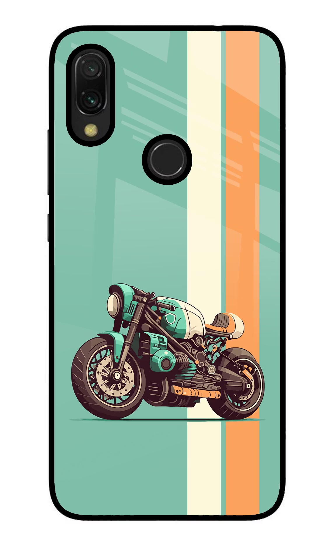 Striped Moto Drift Redmi Y3 Glass Case Back Cover by Casekaro