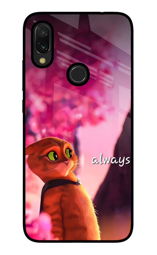 Always Cat Redmi Y3 Glass Case Back Cover by Casekaro