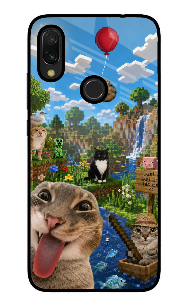 Minecraft Cat Chaos Redmi Y3 Glass Case Back Cover by Casekaro