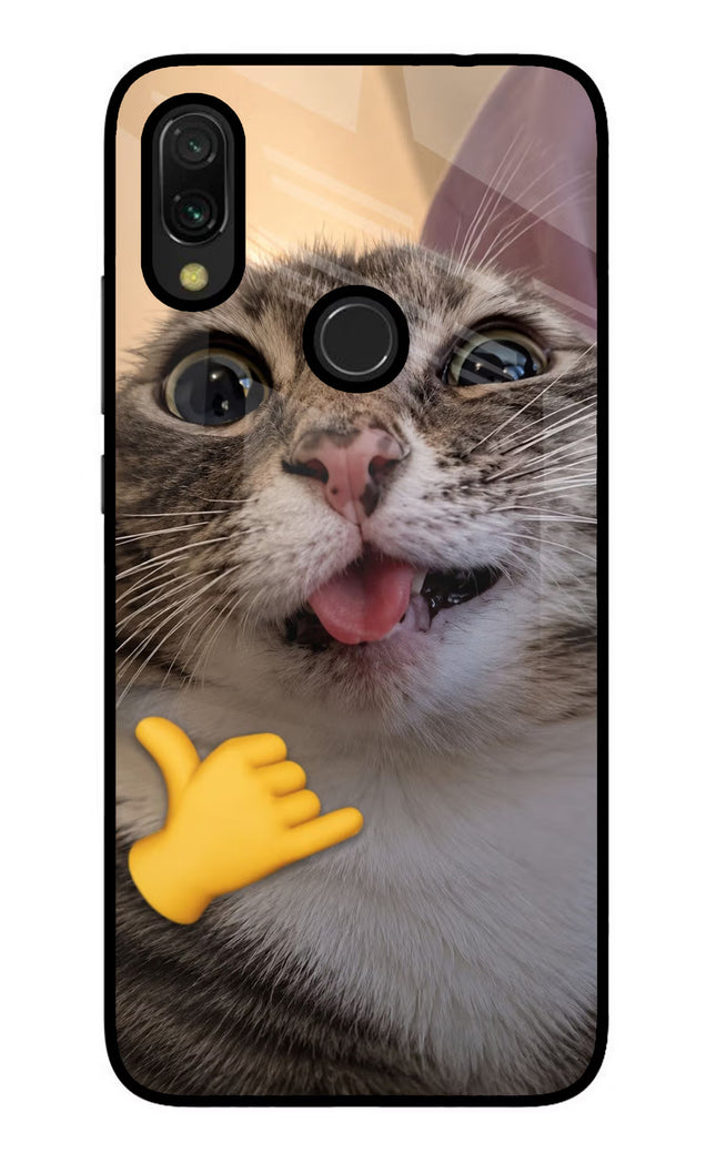 Silly Cat Call Redmi Y3 Glass Case