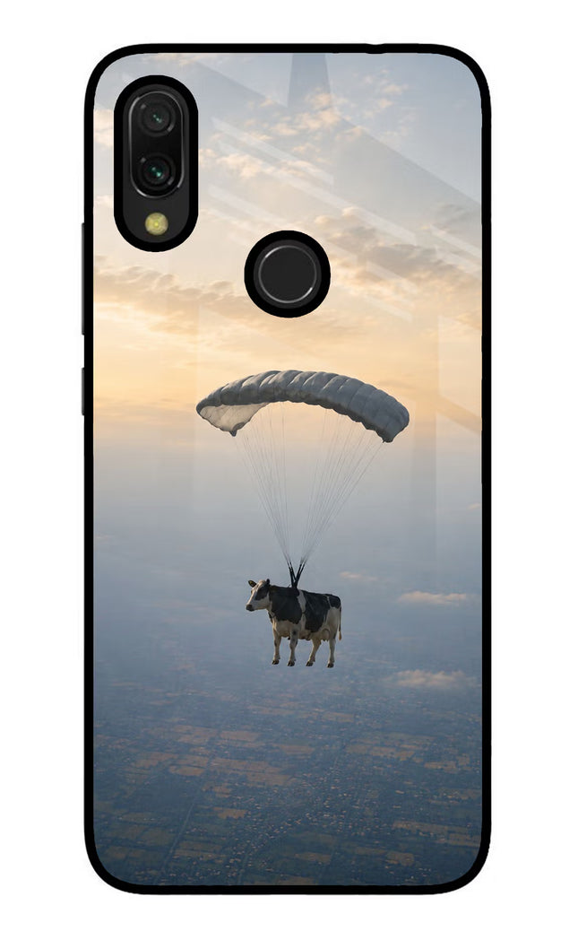 Skydiving Cow Redmi Y3 Glass Case Back Cover by Casekaro