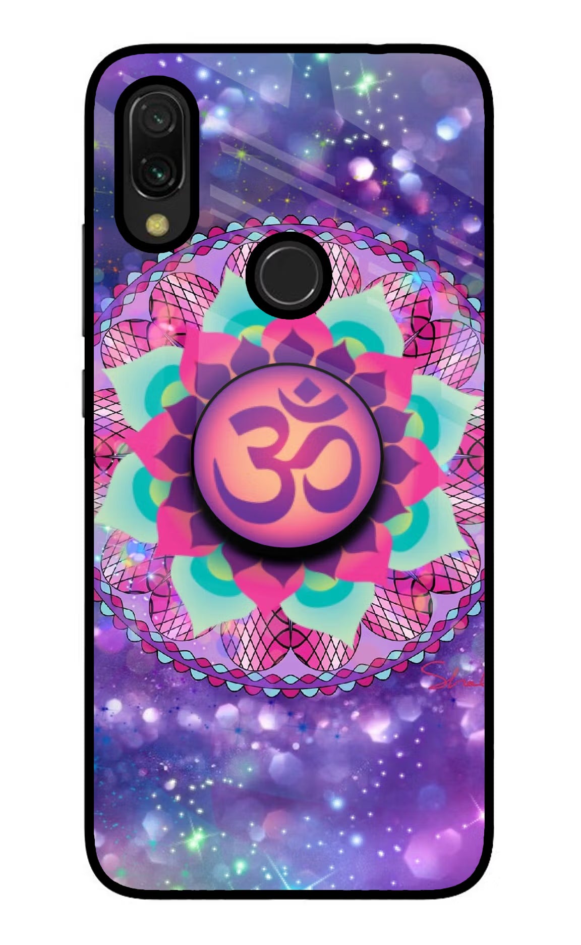 Om Purple Redmi Y3 Glass Case