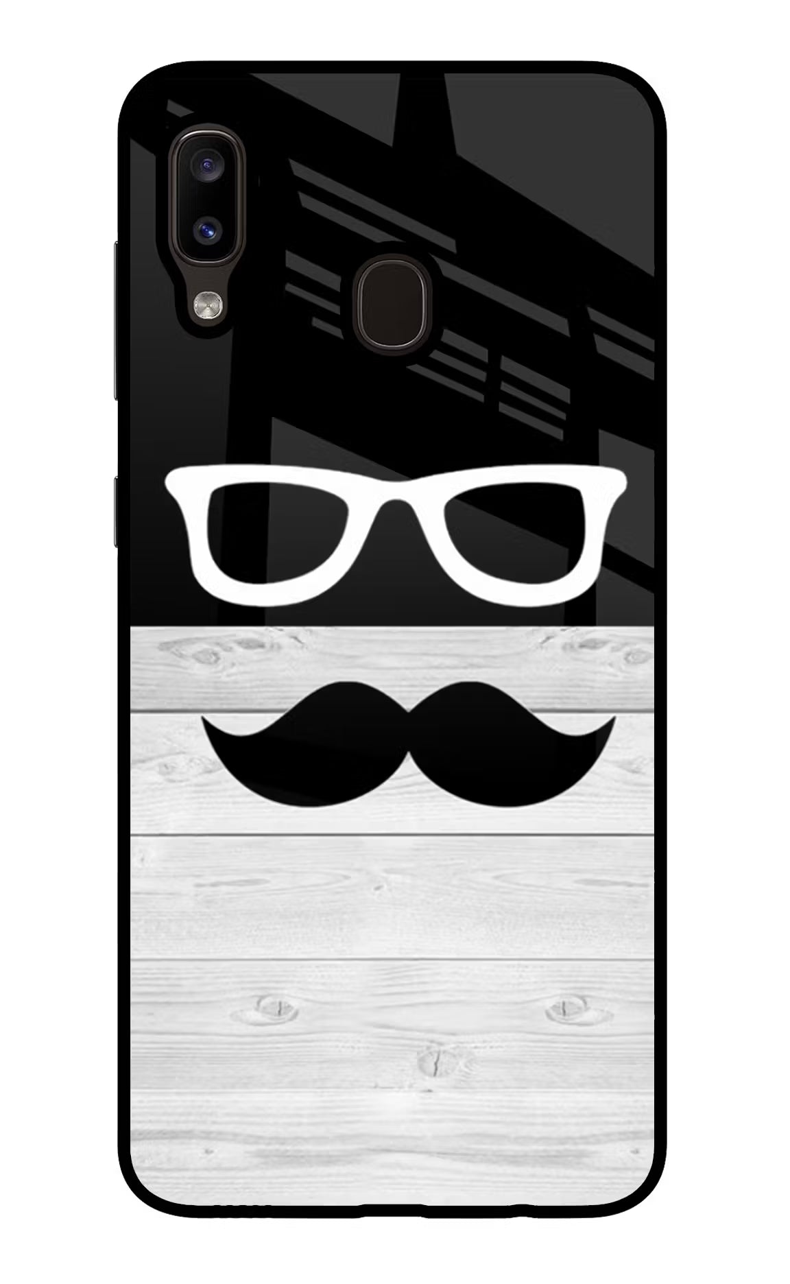 Mustache Samsung A20/M10s Glass Case Back Cover by Casekaro