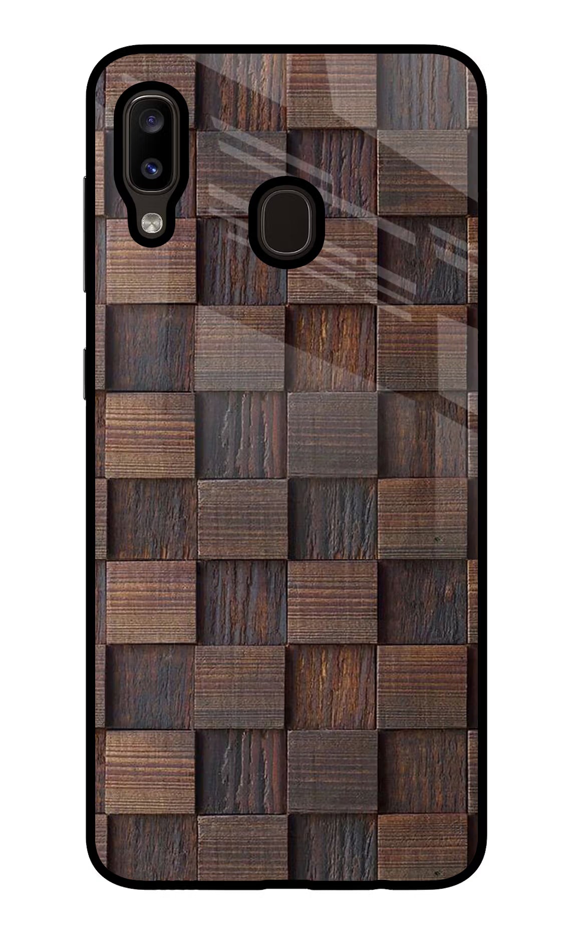 Wooden Cube Design Samsung A20/M10s Glass Case Back Cover by Casekaro
