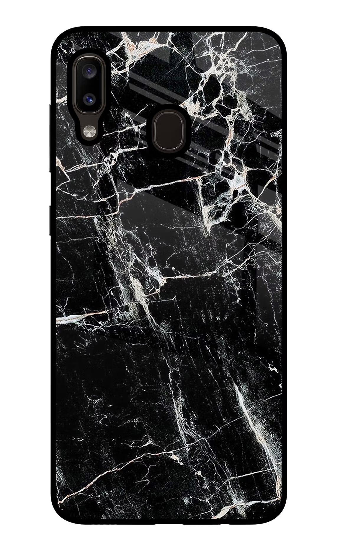 Black Marble Texture Samsung A20/M10s Glass Case Back Cover by Casekaro