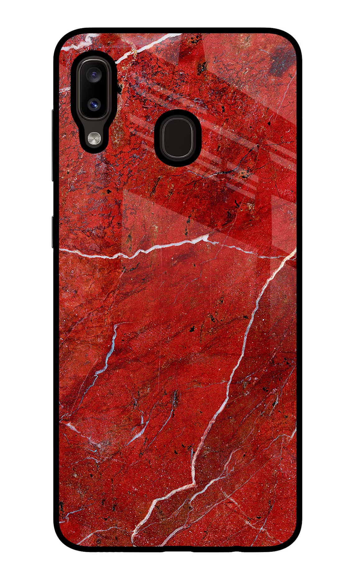 Red Marble Design Samsung A20/M10s Glass Case Back Cover by Casekaro