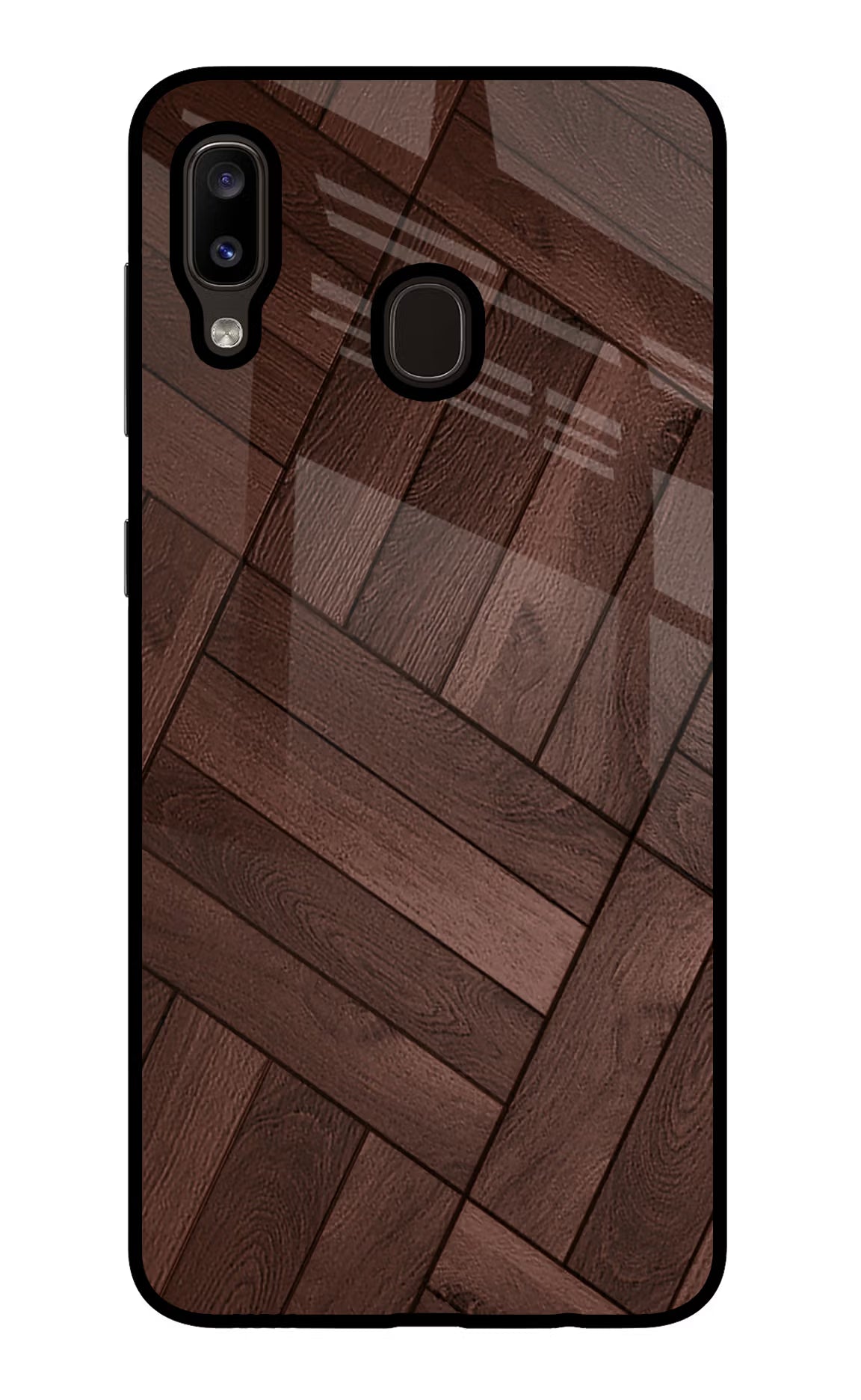 Wooden Texture Design Samsung A20/M10s Glass Case Back Cover by Casekaro