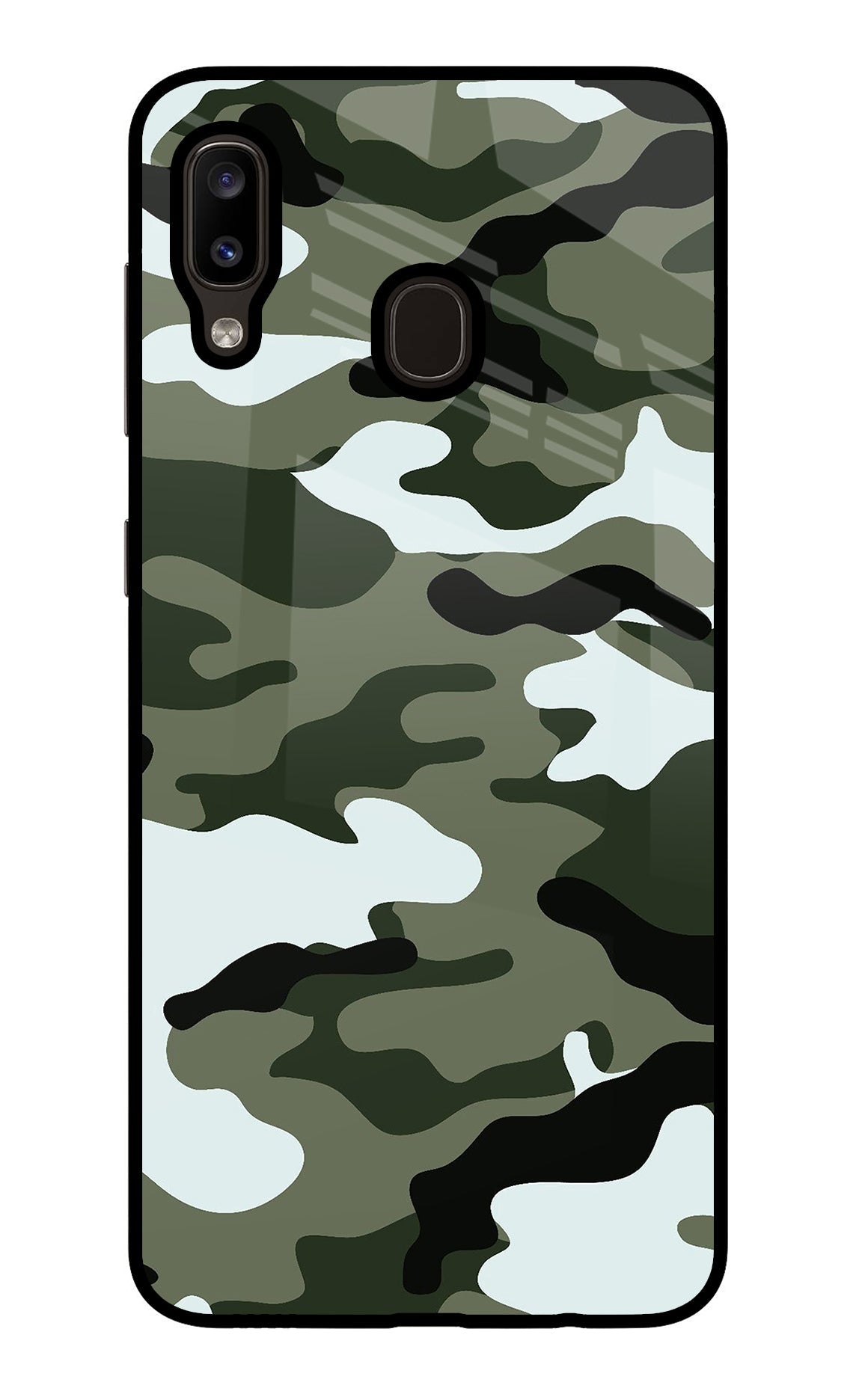 Camouflage Samsung A20/M10s Glass Case