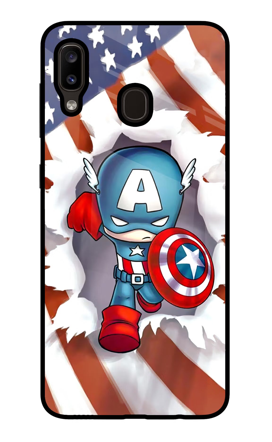 Captain America Samsung A20/M10s Glass Case Back Cover by Casekaro