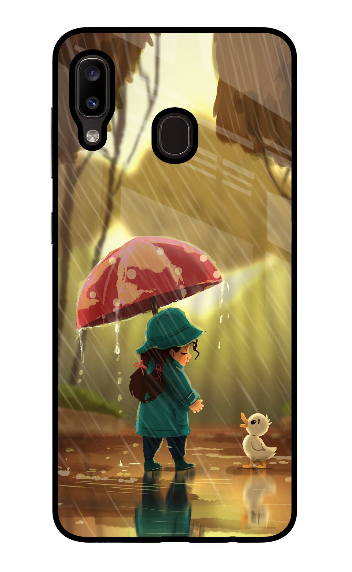 Rainy Day Samsung A20/M10s Glass Case Back Cover by Casekaro