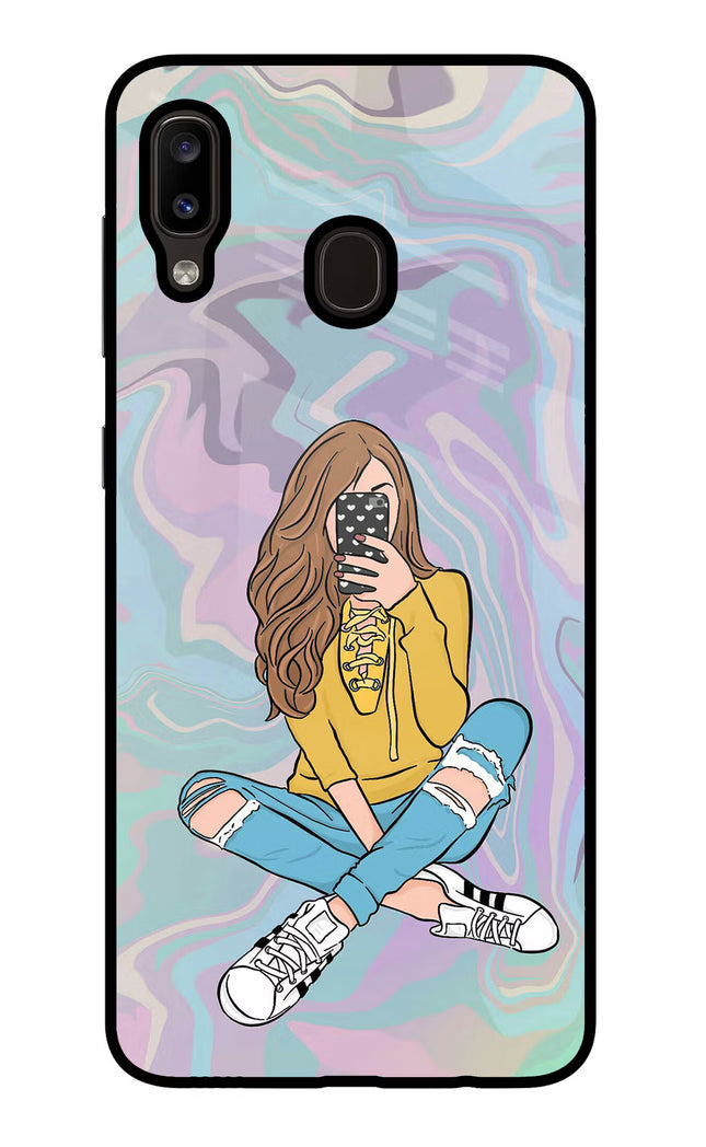 Selfie Girl Samsung A20/M10s Glass Case Back Cover by Casekaro