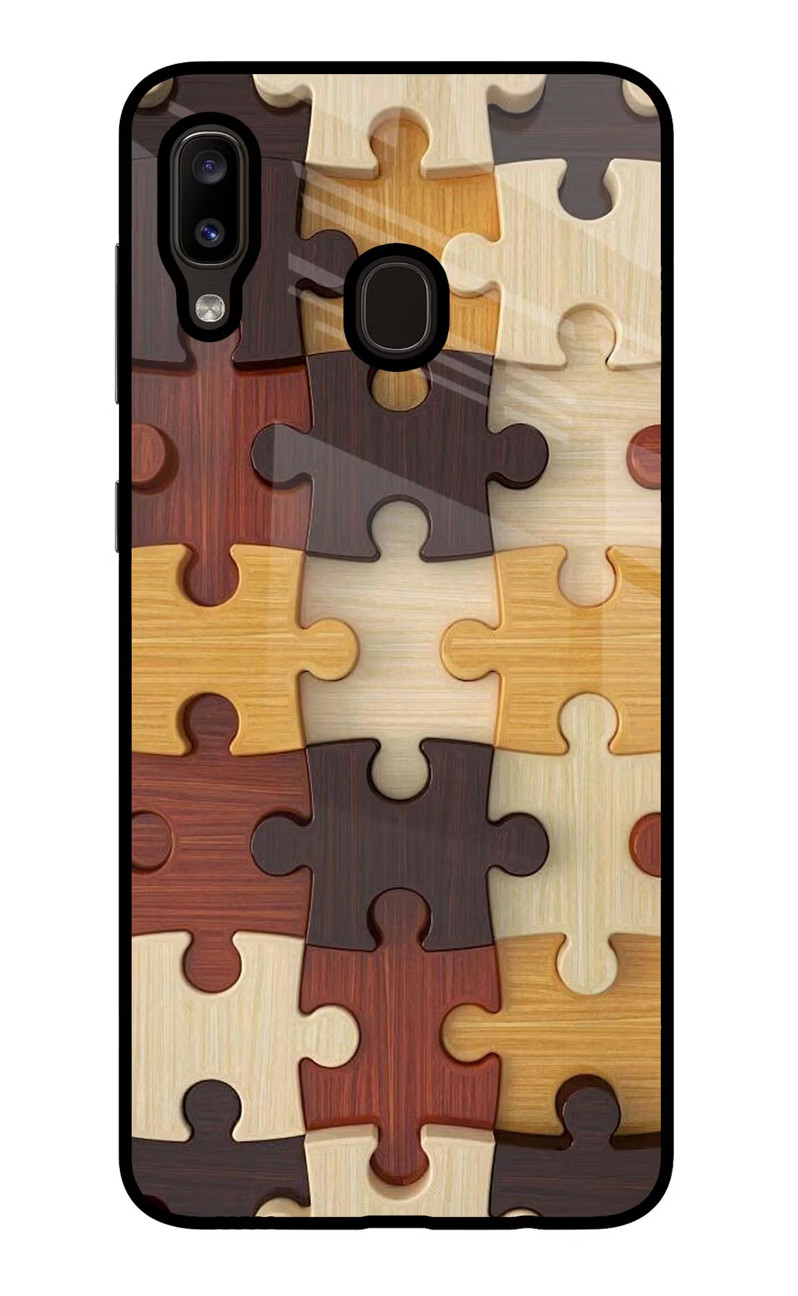 Wooden Puzzle Samsung A20/M10s Glass Case Back Cover by Casekaro