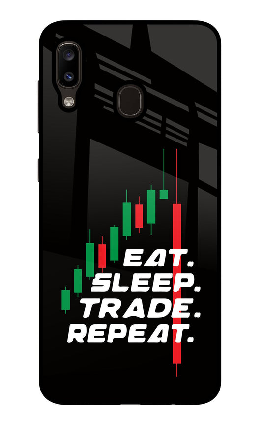 Eat Sleep Trade Repeat Samsung A20/M10s Glass Case
