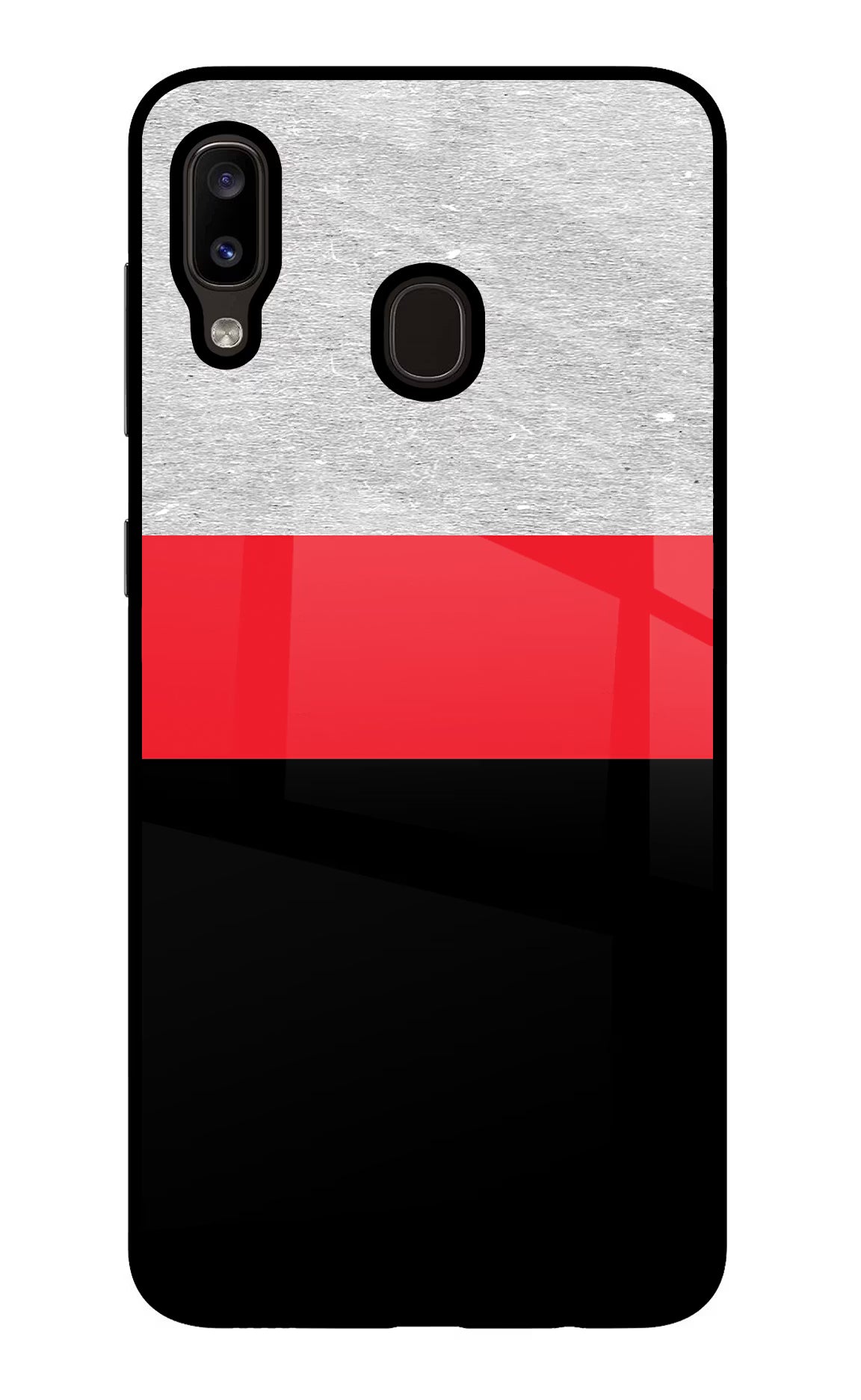 Tri Color Pattern Samsung A20/M10s Glass Case Back Cover by Casekaro