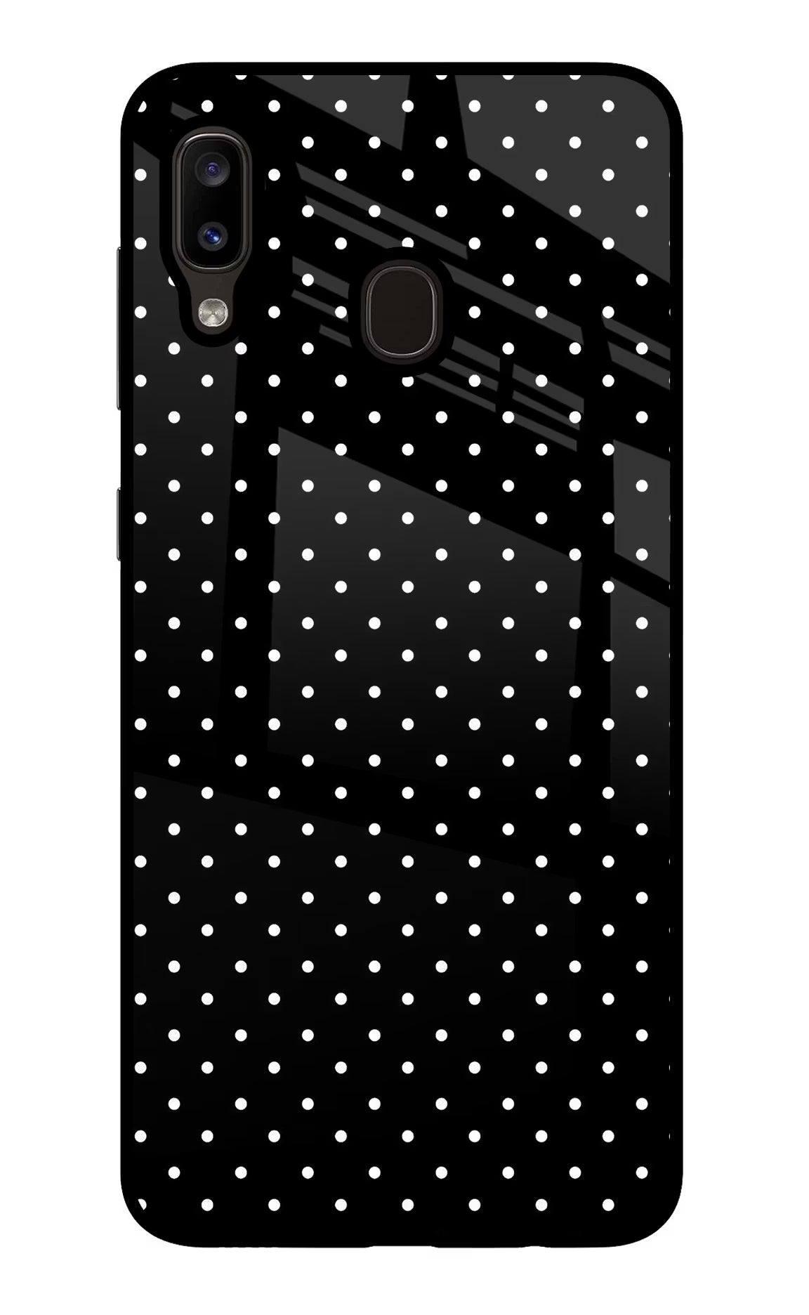 White Dots Samsung A20/M10s Glass Case Back Cover by Casekaro
