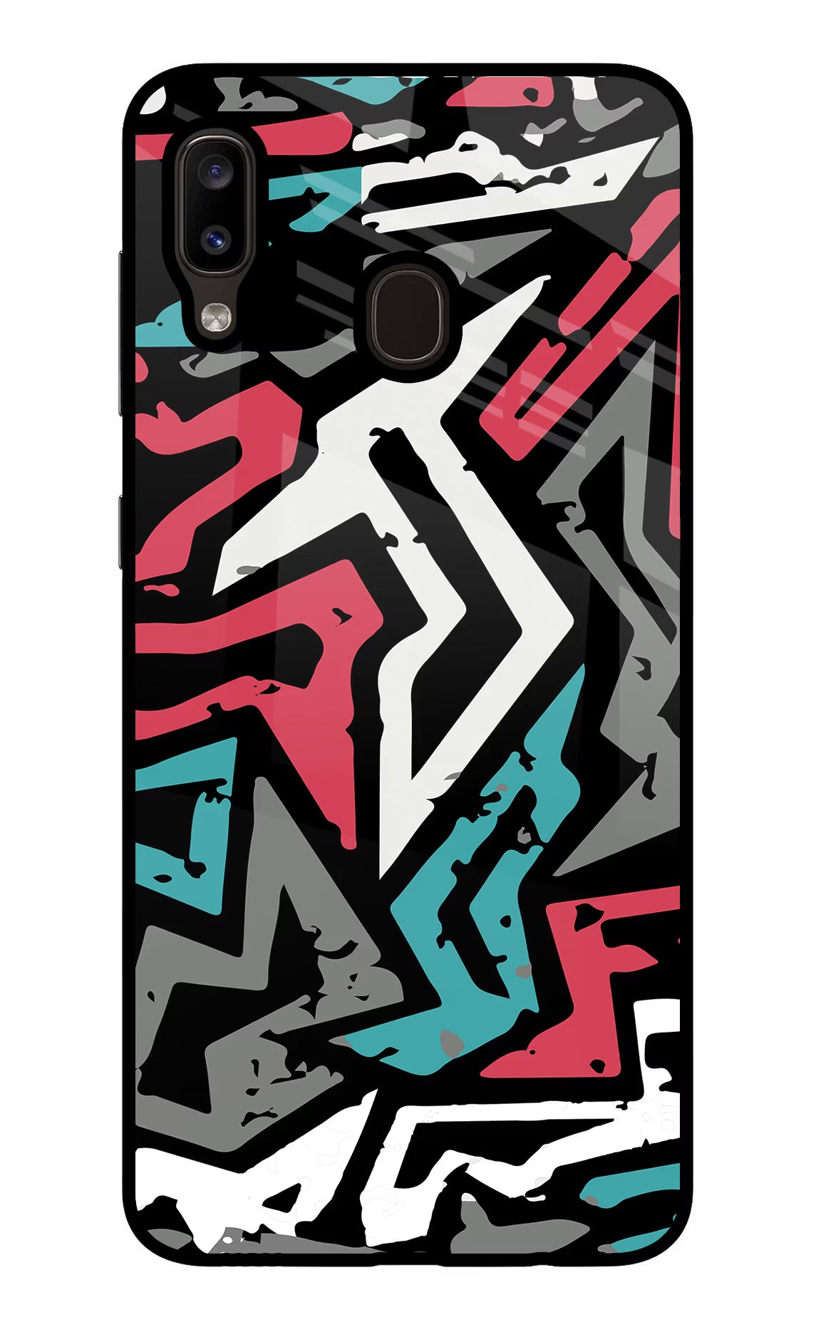 Geometric Graffiti Samsung A20/M10s Glass Case Back Cover by Casekaro