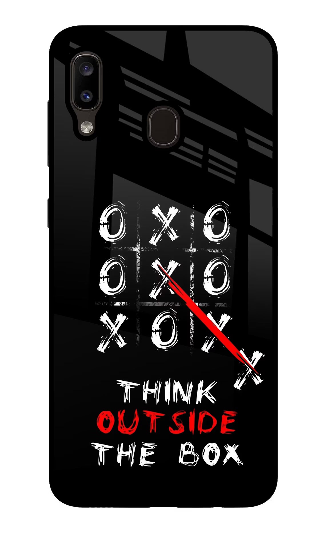 Think out of the BOX Samsung A20/M10s Glass Case Back Cover by Casekaro