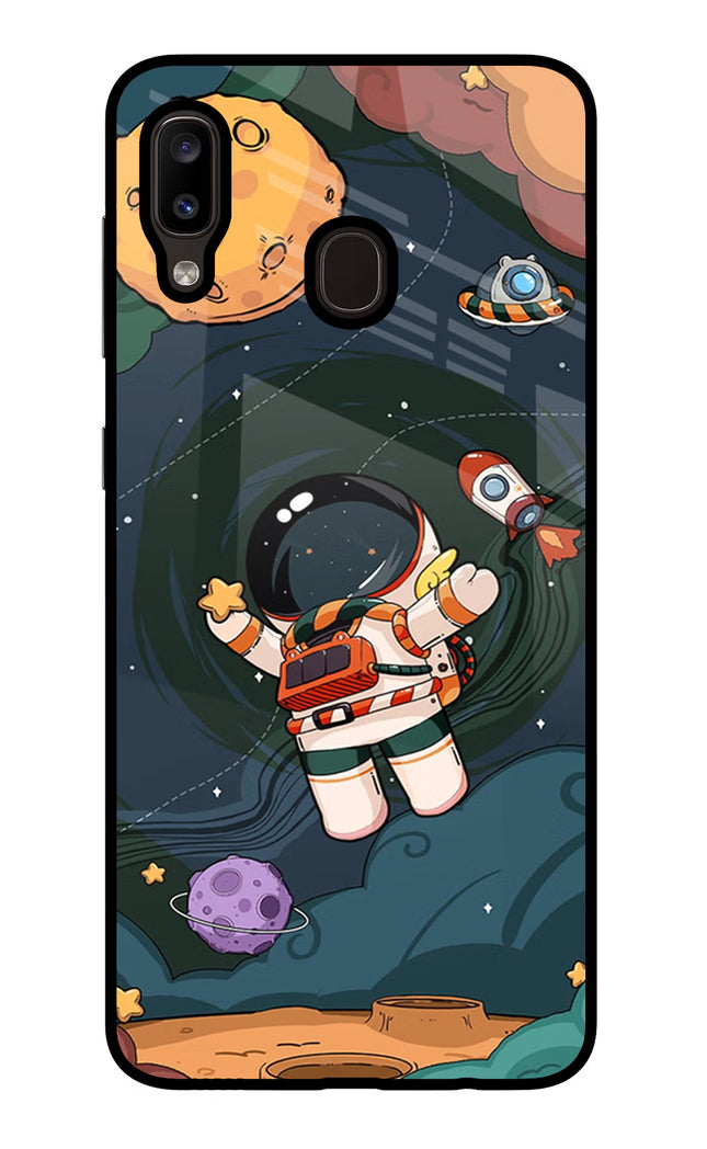 Cartoon Astronaut Samsung A20/M10s Glass Case Back Cover by Casekaro